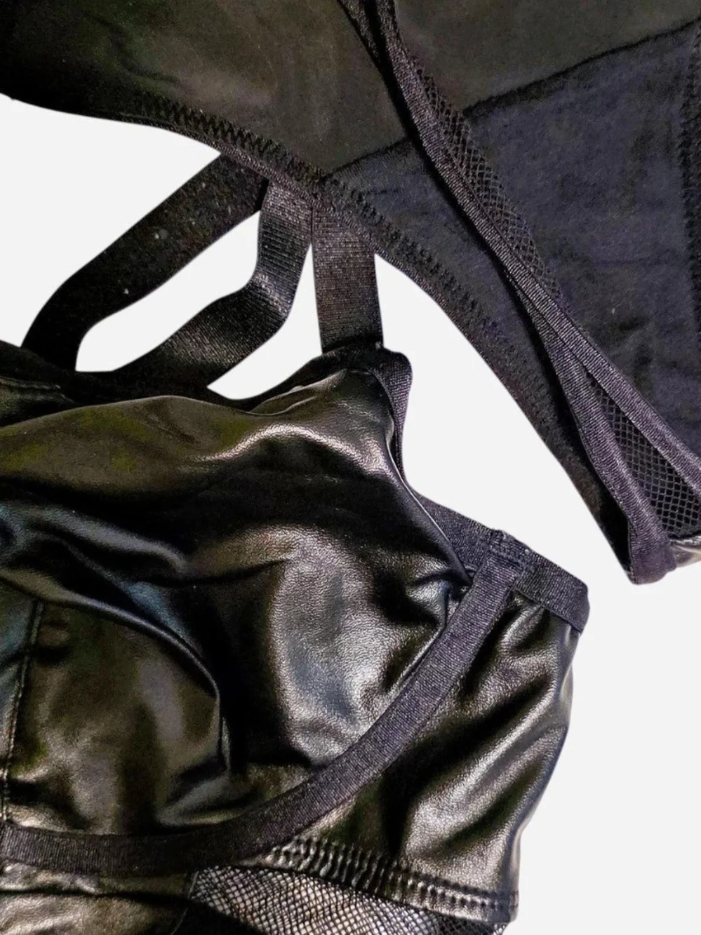 Torrid Faux Leather & Fishnet Bra & Panty Set Sexy Edgy Alternative - Picture 3 of 11